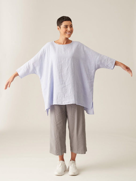 CUT LOOSE - Solid Linen One-Size Slit Tunic- ONE SIZE
