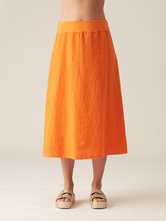 CUT LOOSE - Solid Linen A-Line Skirt - BLACK (NOT TANGELO)