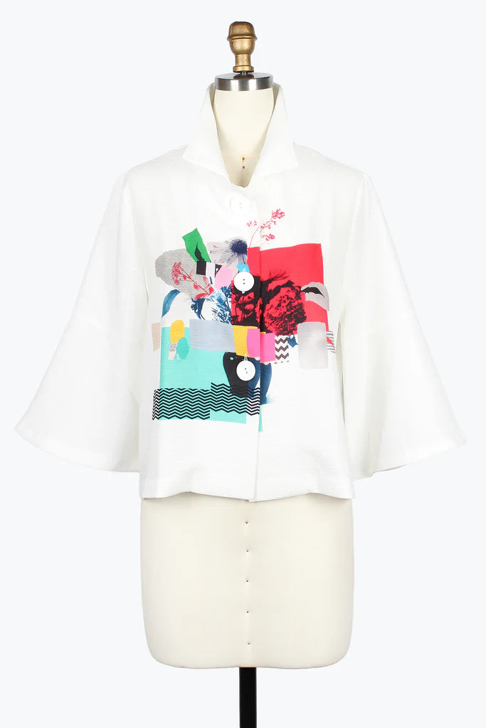 DAMEE COLLAGE ART SHORT JACKET - 5085-WHT