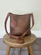 Ilse Jacobsen Reversible Cross Tote - BURNT CARMEL/METALLIC BROWN