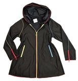 UbU Jacket - Zip Front Pleated Hood Reversible (BKBK)