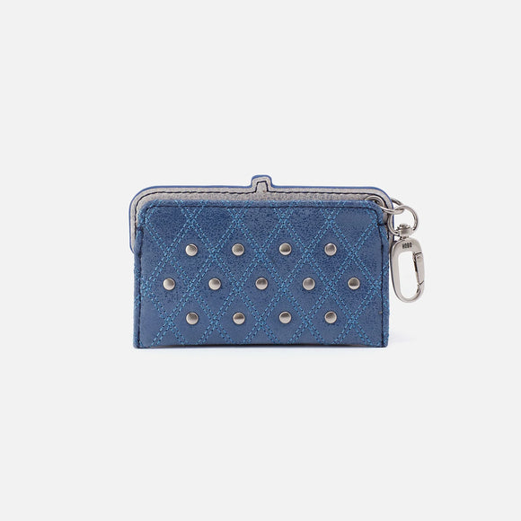 HOBO - Lauren Card Case Charm - AZURE WITH SILVER TRIM AND STUDS IN BUFFED LEATHER