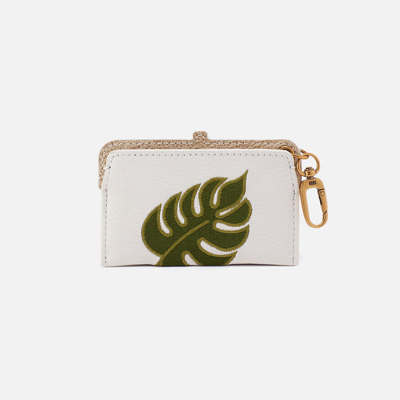 HOBO - Lauren Card Case Charm - WHITE LEAF WITH GOLD LEAF IN PRINTED LEATHER