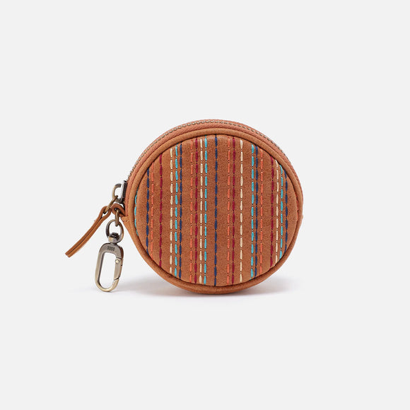 HOBO - Sass Round Zip Pouch - WHISKY WITH MULTI COLOR STITCHING BUFFED LEATHER