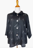 Fridaze AA311 - Flora Jacket w/ Wire Collar - WHITE FLORAL ON BLACK