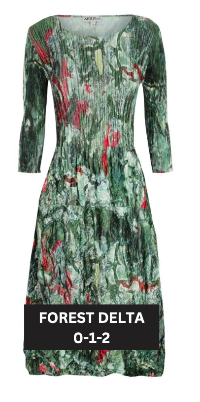 Alquema 3/4 Sleeve Smash Pocket  Dress - FOREST DELTA