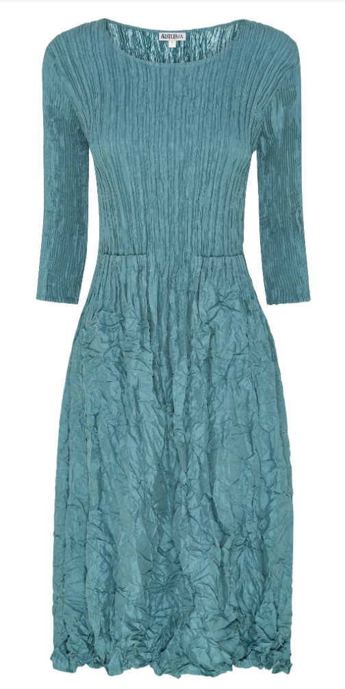 Alquema 3/4 Sleeve Smash Pocket  Dress - MINERAL BLUE