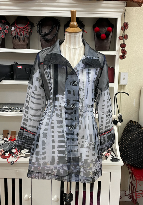 UbU Raincoat - Sheer Pleated Collar Jacket - SKYLINE