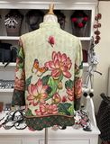 Citron "Lotus Embroidery Print Silk Blend Blouse" Top - 1213LEP