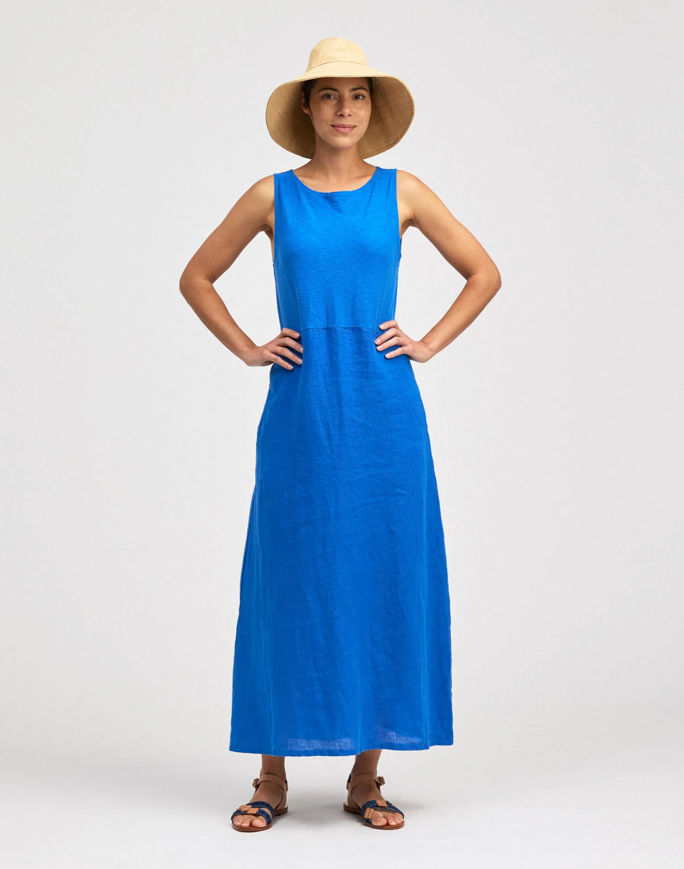 CUT LOOSE Linen Combo Aline Tank Dress