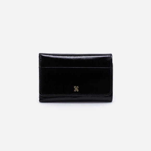 HOBO - Jill Trifold Wallet - BLACK IN POLISHED LEATHER