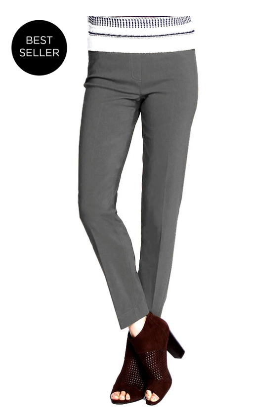 Slimsation ANKLE Women's Wide Band Pull On Pant with Tummy Control (M2623P)-CHARCOAL