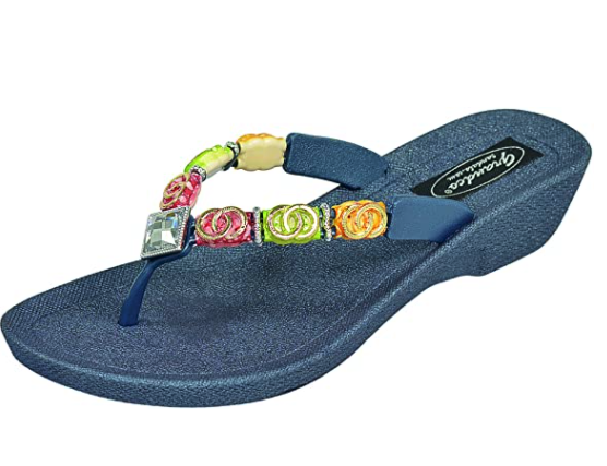 GRANDCO SANDALS 28424 - GOLD RINGS (NAVY)