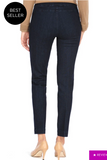 Slimsation LONG/Narrow with POCKETS Women's Wide Band Pull-On Straight Leg Pant With Tummy Control (M2684P)-DENIM