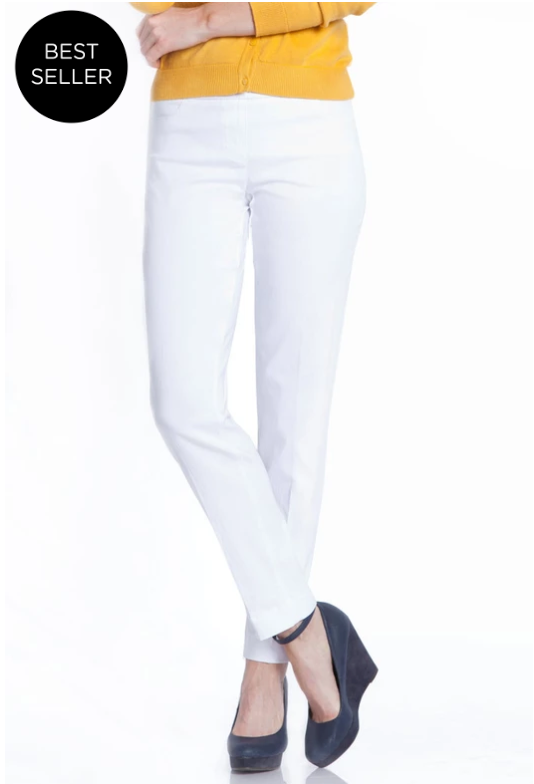 Slimsation ANKLE Women's Wide Band Pull On Pant with Tummy Control (M2623P)-WHITE
