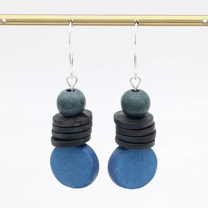 SYLCA Blue and Black Dusk Earrings