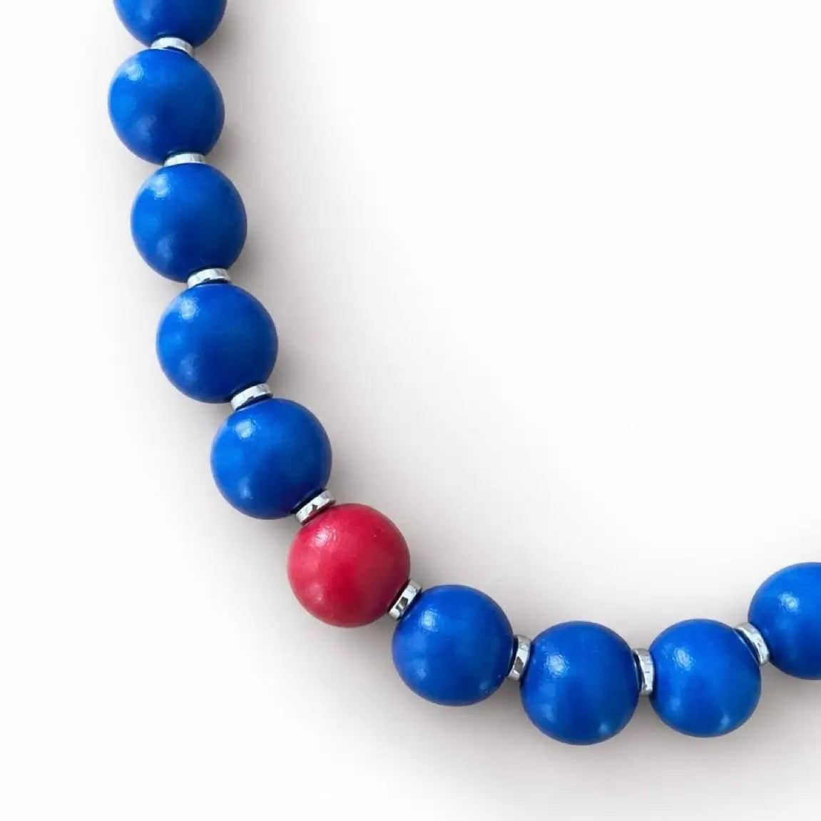 SYLCA Patriot Pop Wood Statement Necklace - SD26N21 - BLUE