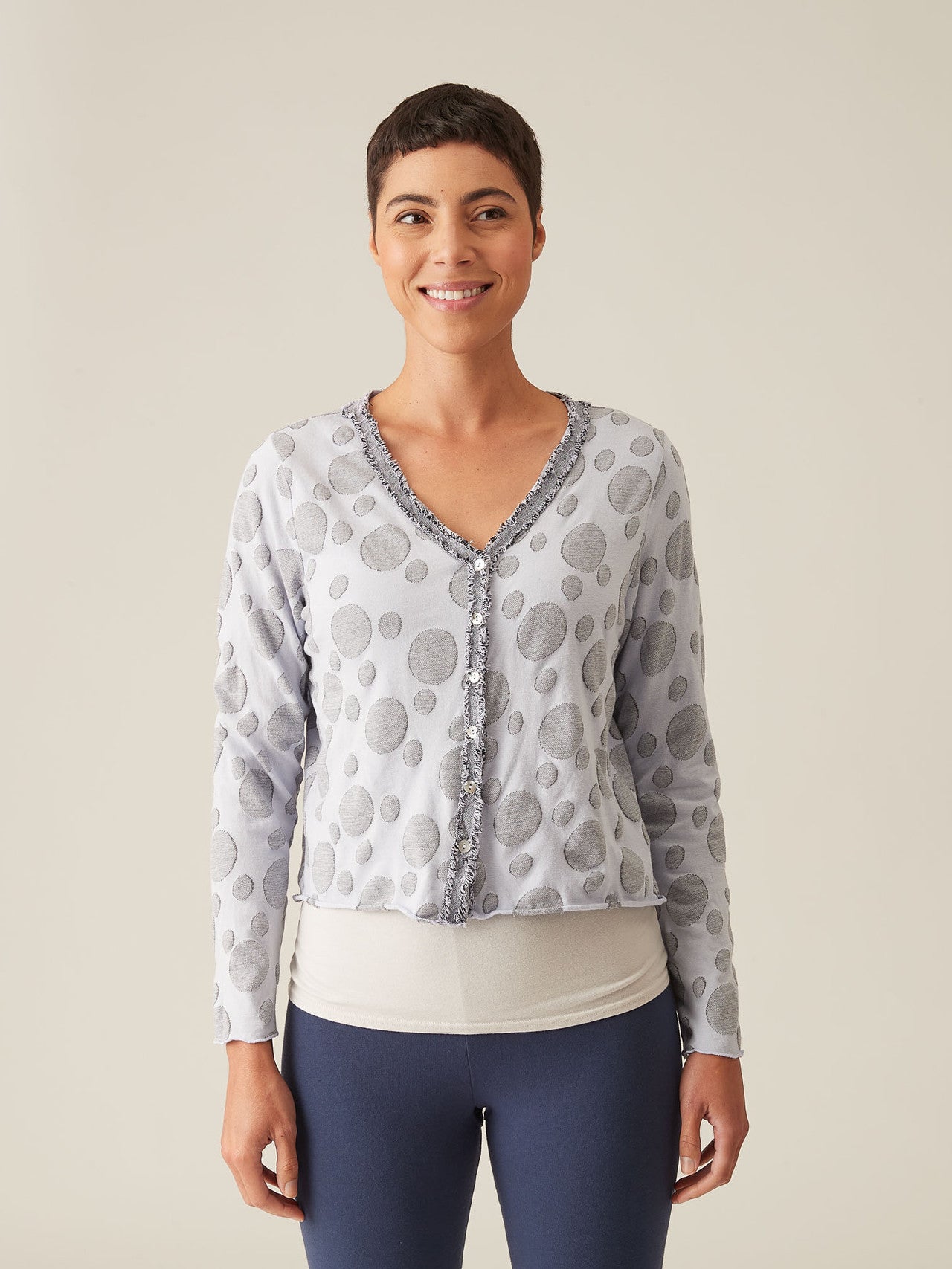 CUT LOOSE - Dot Jacquard Crop Cardigan - 0188417