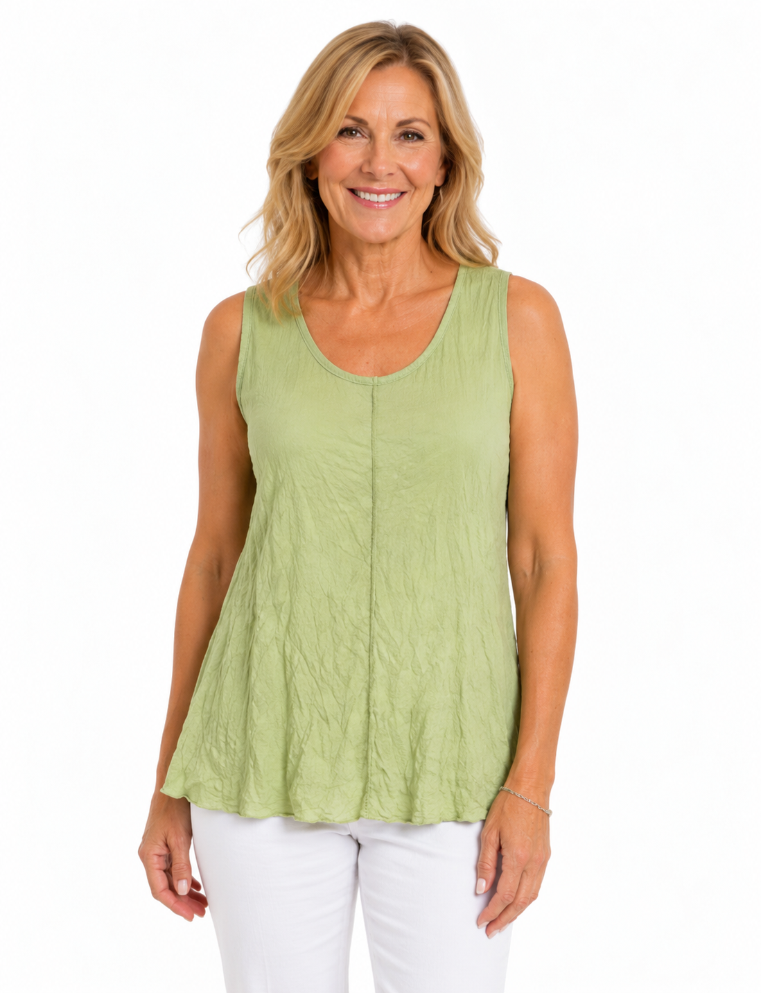 Vine Street Crinkle Relaxed Solid Tank - 402 - LIME