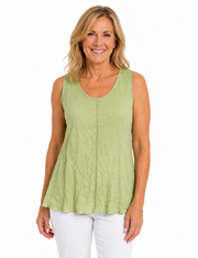 Vine Street Crinkle Relaxed Solid Tank - 402 - LIME