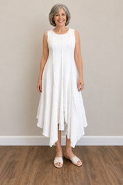 Vine Street Crepe Sleeveless Short Dress - 552 - WHITE CREPE