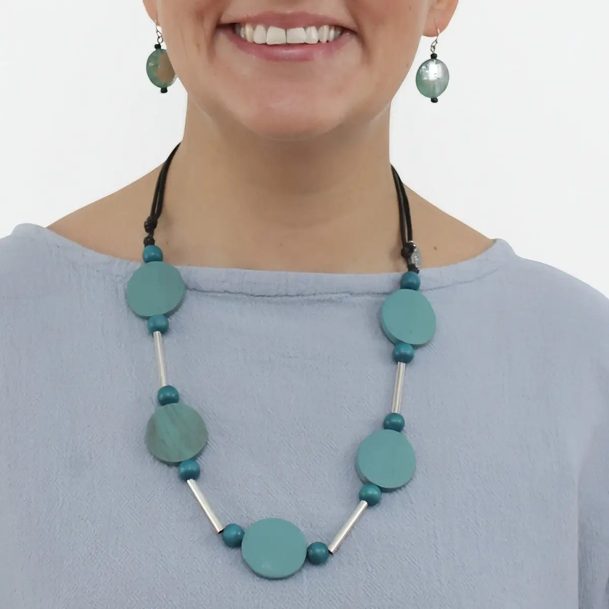 SYLCA Seabreeze Teal Statement Necklace