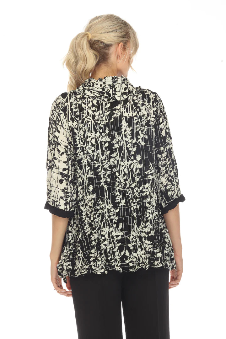 MOONLIGHT Relaxed Neck Black & White Pattern Top- 027