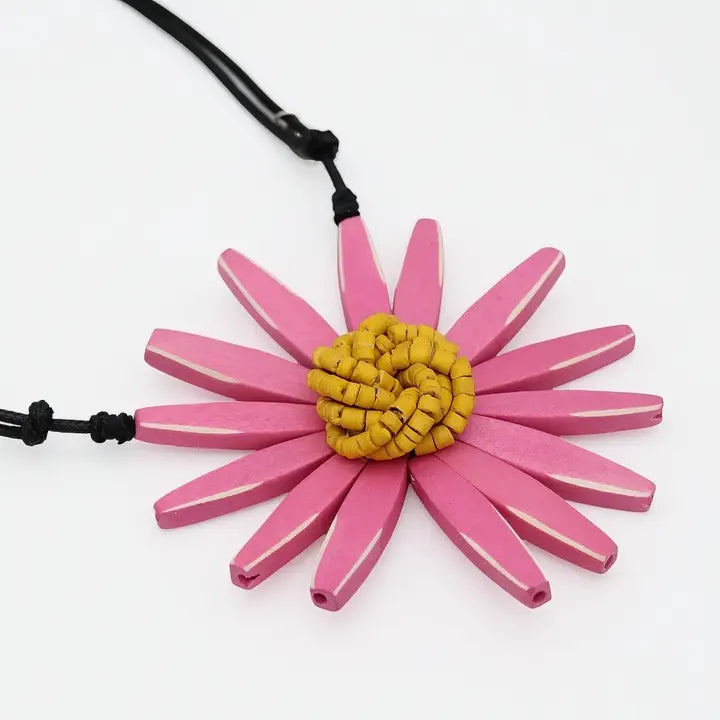 SYLCA Pink and Yellow Amaya Flower Statement Necklace - BP23N13 - PINK/YELLOW