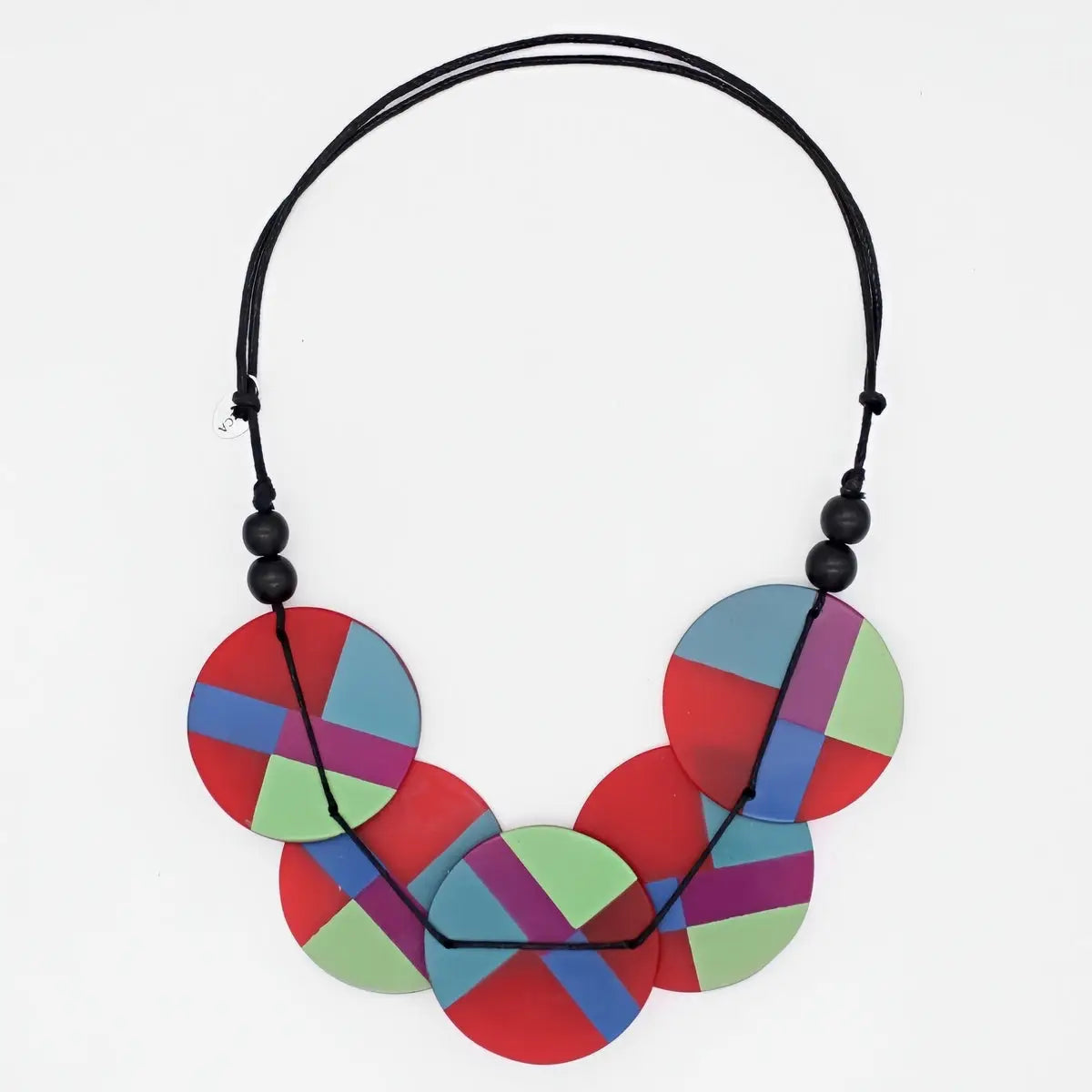SYLCA Red Geometric Design Statement Necklace
