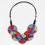SYLCA Red Geometric Design Statement Necklace