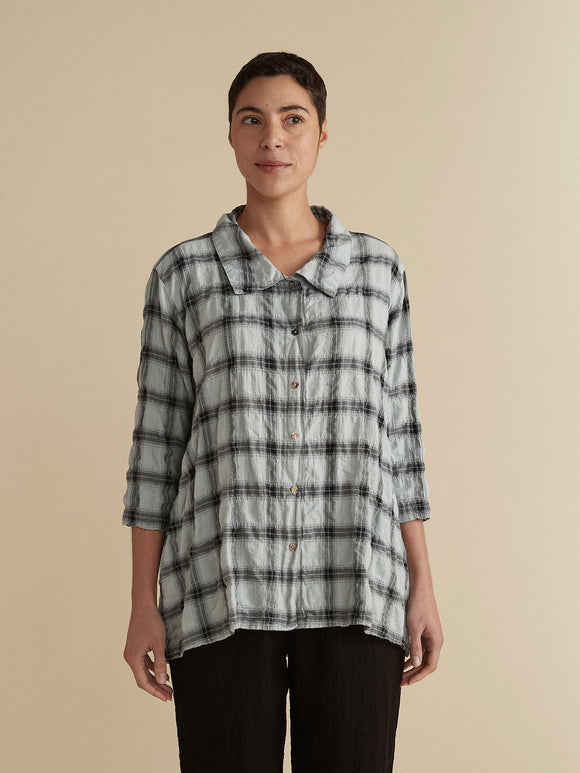 CUT LOOSE - Crinkle Plaid Hi-Low Shirt - 0387945