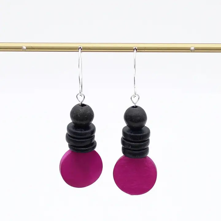 SYLCA Fuchsia and Black Dusk Earrings - SD25E27 - FUCHSIA