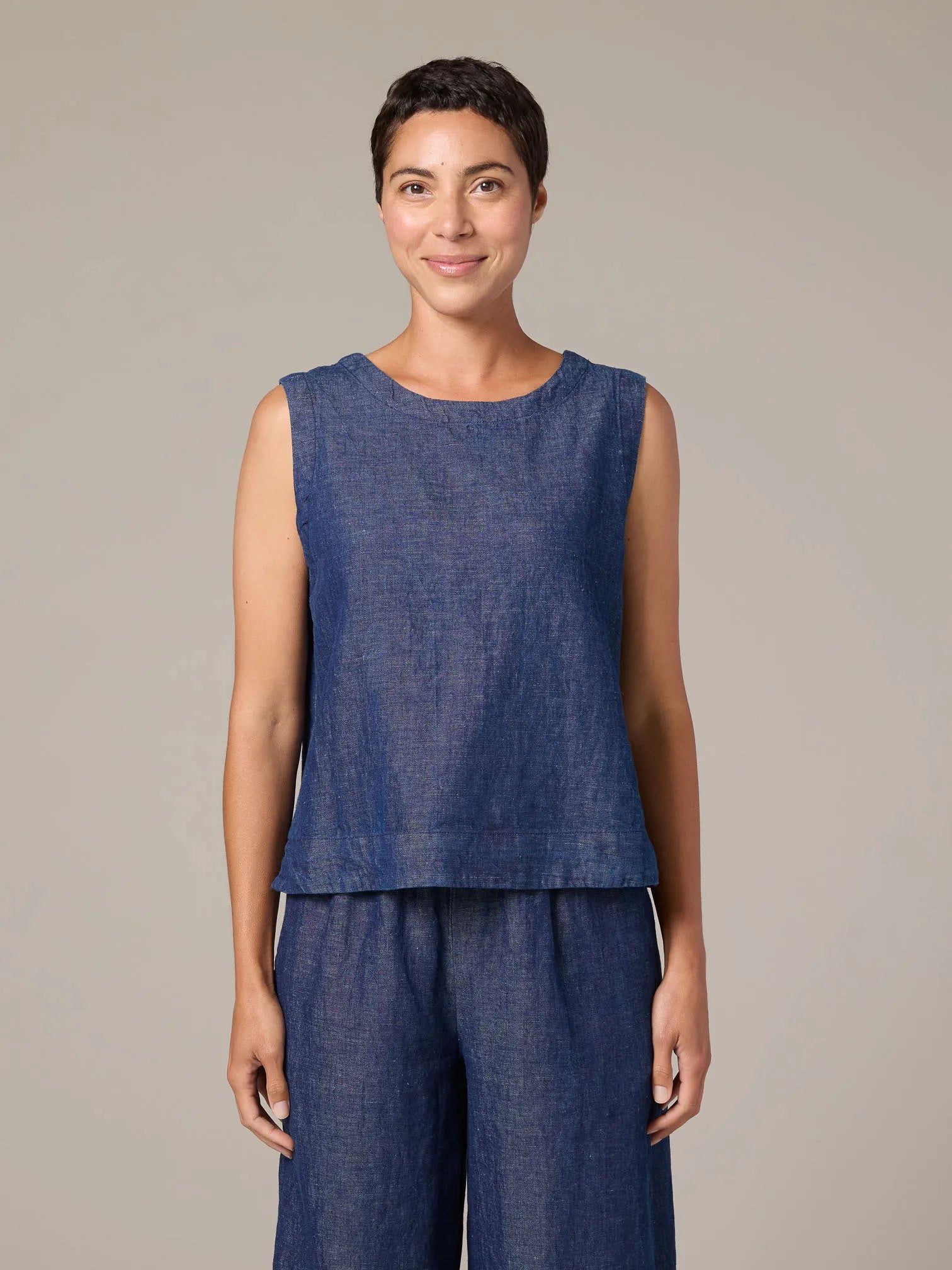 CUT LOOSE Flax Denim Shell w/ Wide Facing - LAUNDERED - 0455331