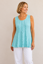 Vine Street Crepe Solid Tank - 632 - AQUA CREPE