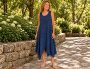 Vine Street Asymmetric Crepe Sleeveless Dress - 562 - NAVY CREPE