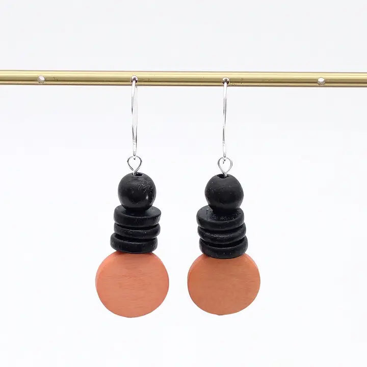 SYLCA Peach and Black Dusk Earrings - SD25E27 - PEACH