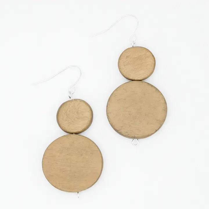 SYLCA Light Brown Double Bead Sarah Earrings - SD18E65 - LIGHT BROWN