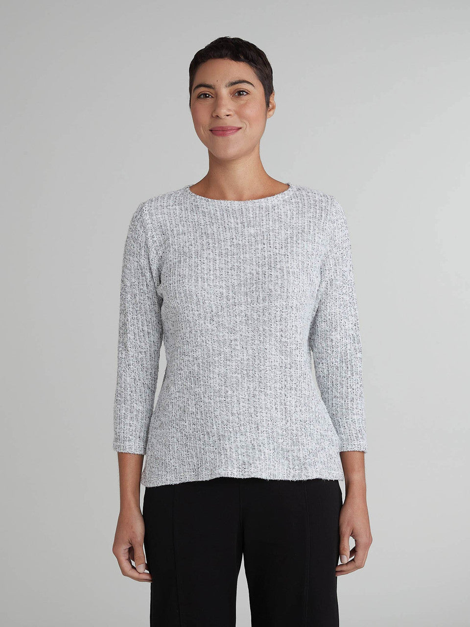 CUT LOOSE - Black Natural Sweater Knit Boatneck Tee - 0545060