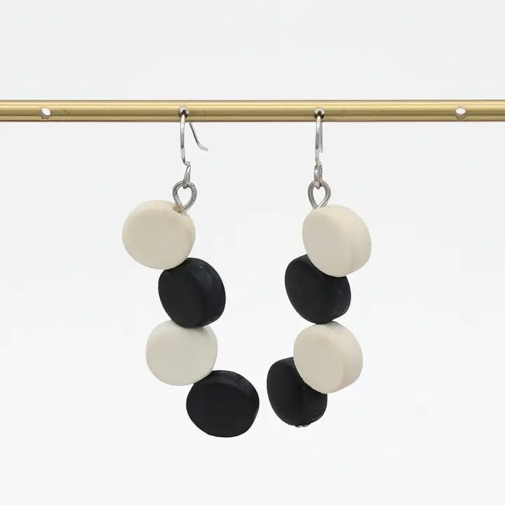 SYLCA Black and White Eva Dangle Earrings - TG26E01 - BLACK/WHITE
