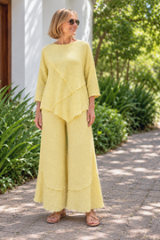 Vine Street Asymmetric Crepe Solid Top - 872 - LIME CREPE