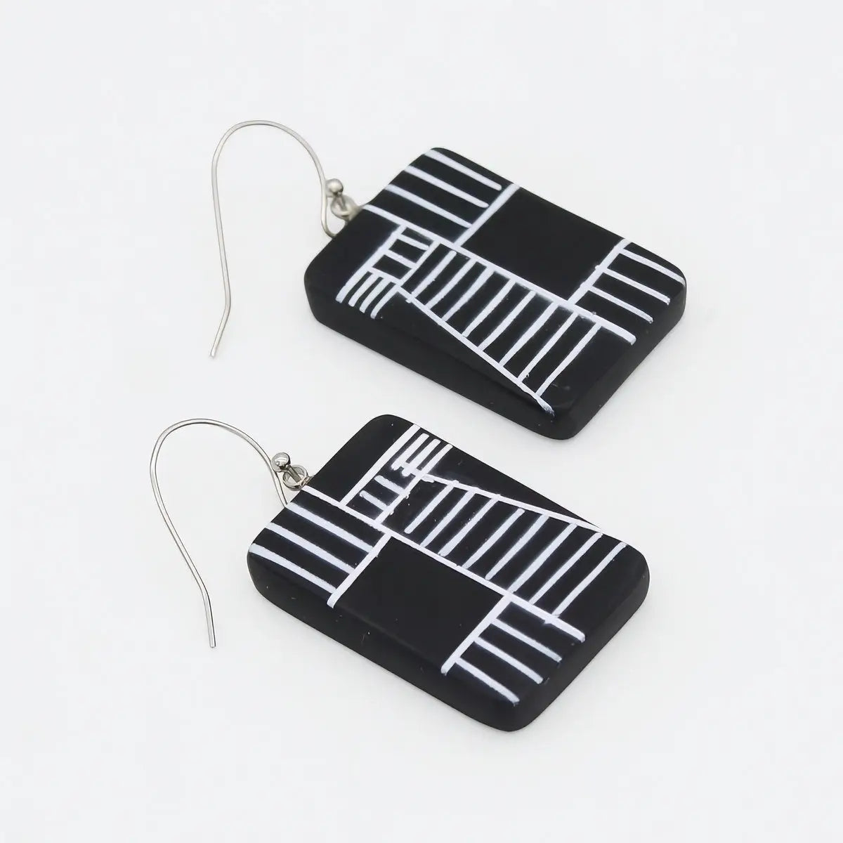 SYLCA Black Geovibe Drop Earring - LS25E22 - BLACK