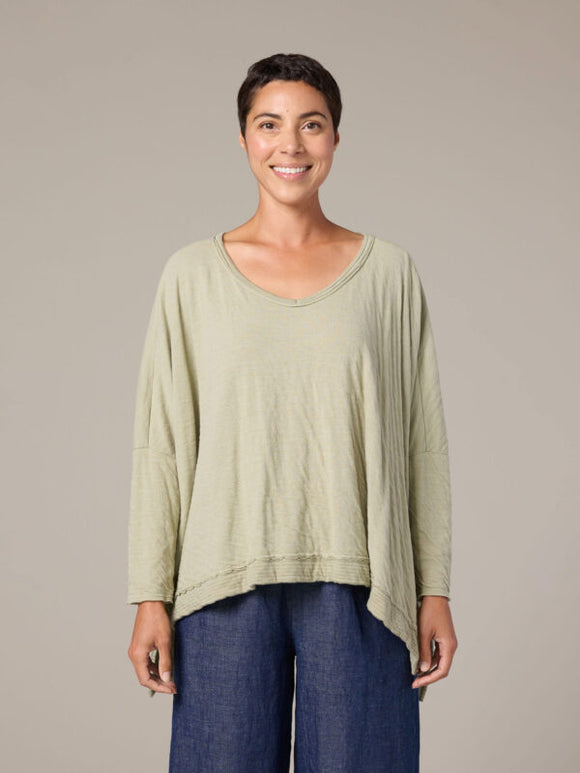 CUT LOOSE Grey Stripe Doublecloth O/S Deep V - 0616599