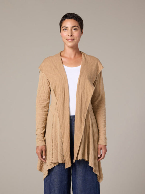 CUT LOOSE Grey Stripe Doublecloth Hooded Jacket - 0618665