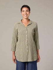 CUT LOOSE Grey Stripe Crinkle Easy Shirt - 0646276