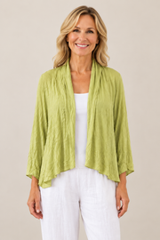 Vine Street Asymmetric Open Front Shrug - 452 - LIME