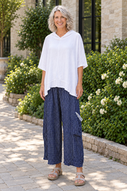 Vine Street Crinkle Relaxed Pant - 253 - GINGHAM NAVY