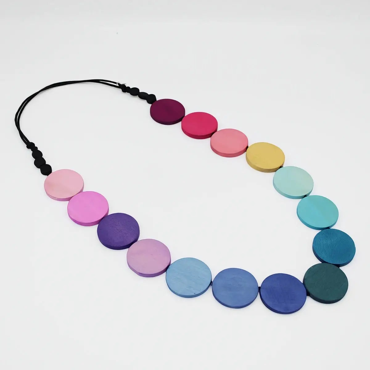 SYLCA Wood Rainbow Bead Statement Necklace