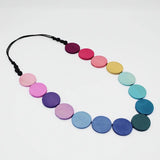 SYLCA Wood Rainbow Bead Statement Necklace