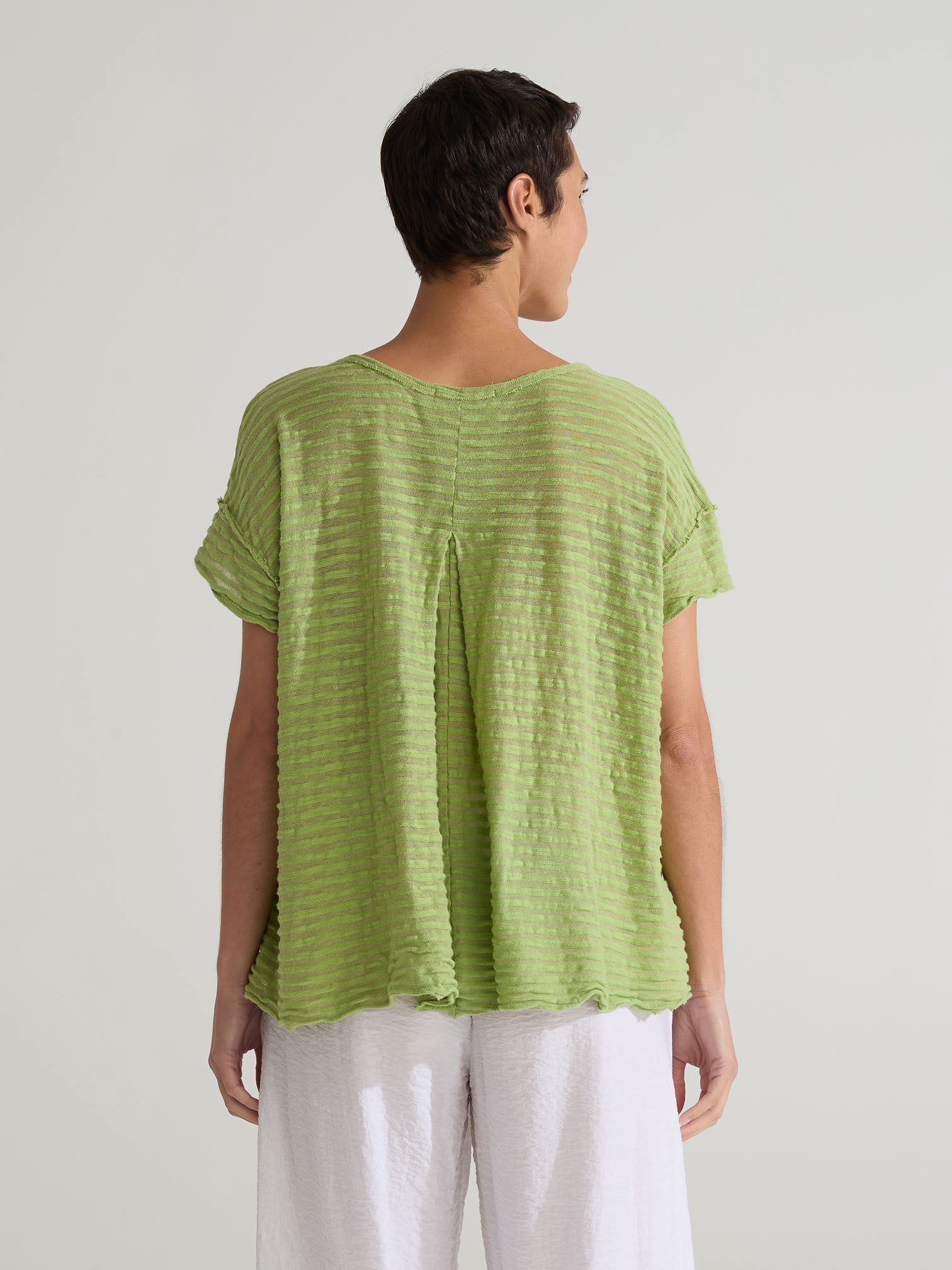 CUT LOOSE - Vintage Stripe Raw Edge Aline Tee - 0716362