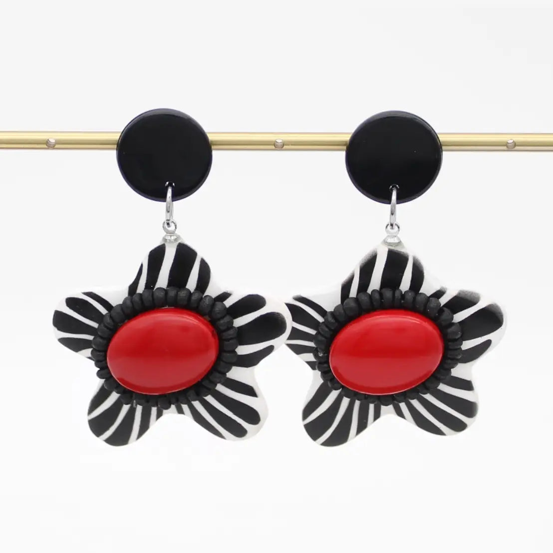 SYLCA Red Blossom Daisy Earrings -  LS26E02 - RED